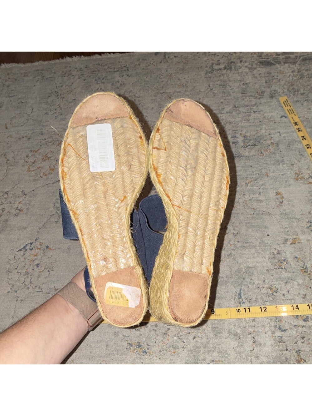 Lauren Ralph Lauren Blue Leather Espadrille Wedge Sandals Women's US 8.5 B - Picture 5 of 6